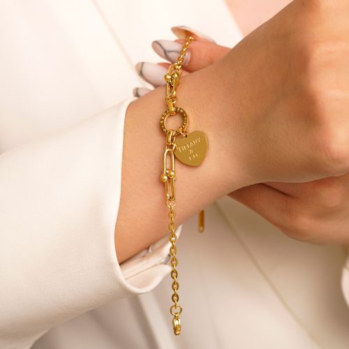 دستبند استیل 304 پلاک دار تیفانی (Tiffany) طلایی