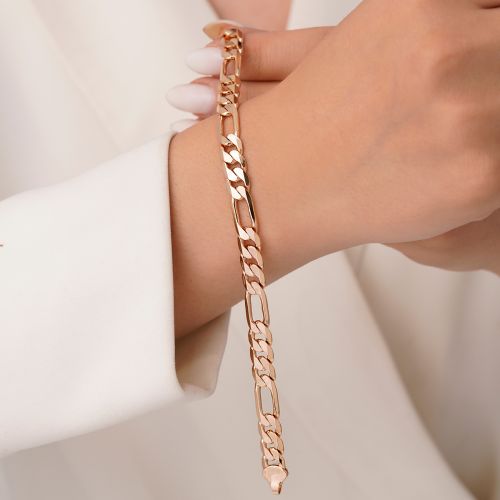 دستبند شوپینگ فیگارو 7.3 میل طلایی