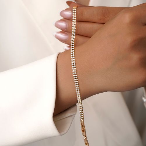 دستبند شوپینگ تنیسی 4.4 میل طلایی