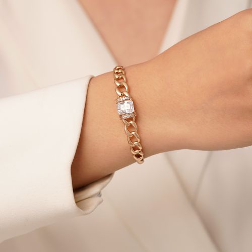 دستبند النگویی شوپینگ نگین دار سایز1 طلایی