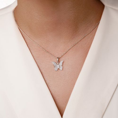 پلاک شوپینگ پروانه نگین دار 16.5 میل سفید