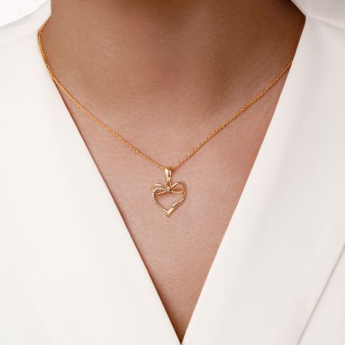 پلاک شوپینگ قلب نگین دار 15.8 میل طلایی