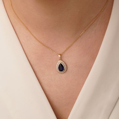 پلاک شوپینگ نگین سورمه ای 13.6 میل طلایی