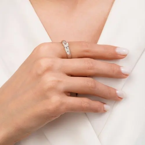 انگشتر نگین دار نقره ای شوپینگ سایز 7