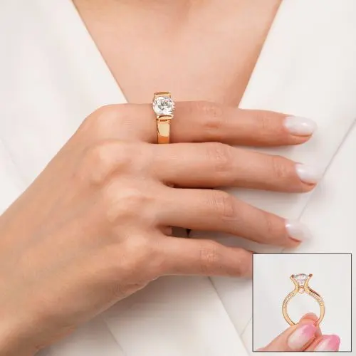 انگشتر نگین دار طلایی شوپینگ سایز 7