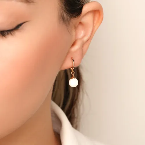 گوشواره شوپینگ حلقه ای مروارید طلایی