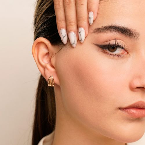 گوشواره شوپینگ حلقه ای 9 میل  طلایی