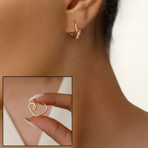 گوشواره شوپینگ حلقه ای قلب طلایی