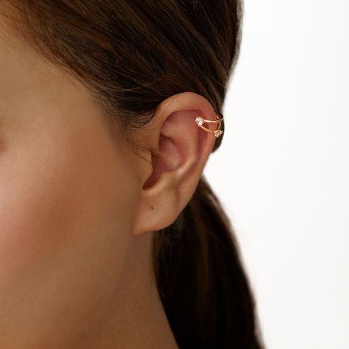 گوشواره شوپینگ ایرکاف حلقه ای نگین دار طلایی