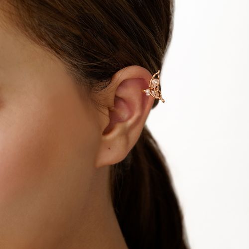 گوشواره شوپینگ ایرکاف حلقه ای نگین دار طلایی