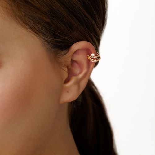 گوشواره شوپینگ ایرکاف حلقه ای نگین دار طلایی