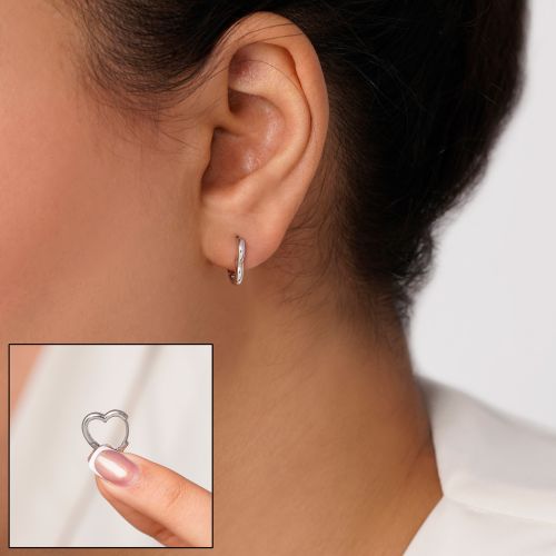 گوشواره شوپینگ حلقه ای قلب سفید