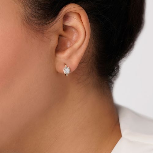 گوشواره شوپینگ حلقه ای نگین دار طلایی