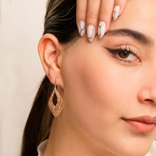 گوشواره شوپینگ میخی 20 میل برگ طلایی