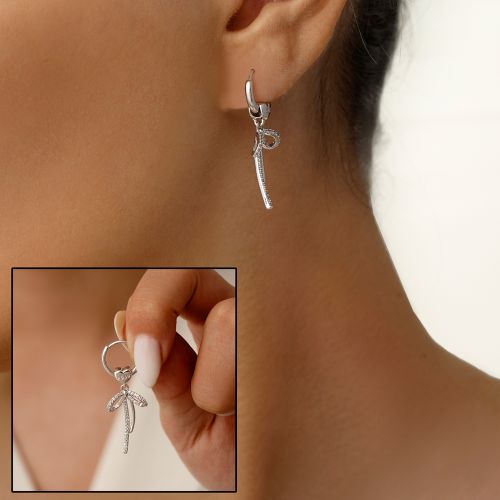 گوشواره شوپینگ آویز دار سفید