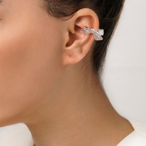 گوشواره شوپینگ ایرکاف حلقه ای  پاپیون سفید