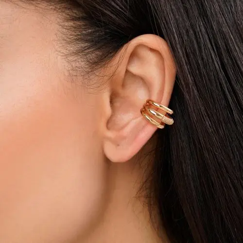 گوشواره  ایرکاف حلقه ای نگین دار طلایی شوپینگ