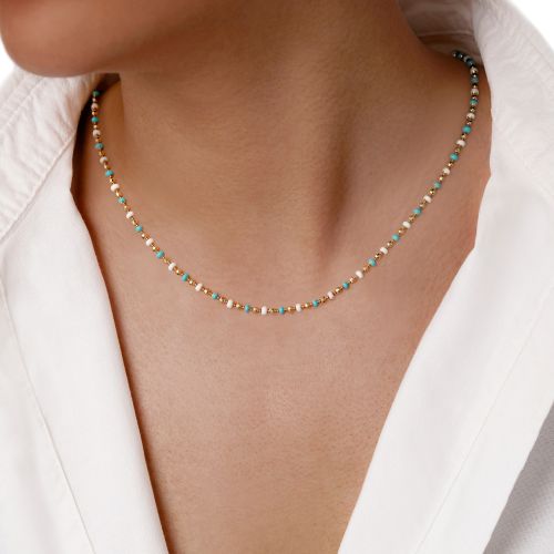 زنجیر شوپینگ توپی فیروزه ای 3.2 میل طلایی