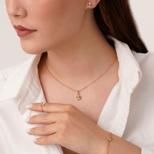 سرویس شوپینگ گل پلاک دار دخترانه طلایی