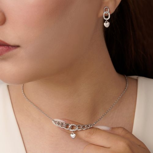 نیم ست شوپینگ کارتیر آویز قلب سفید