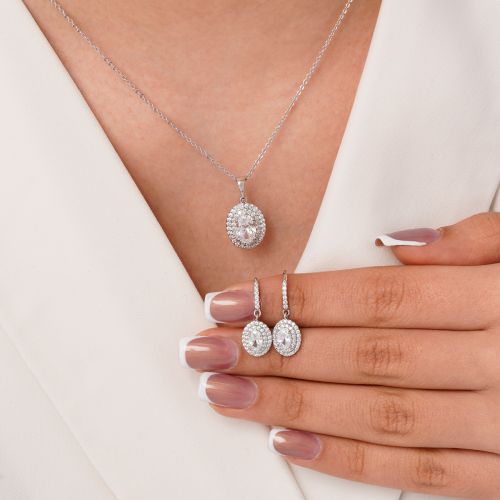 نیم ست شوپینگ نگین دار سفید