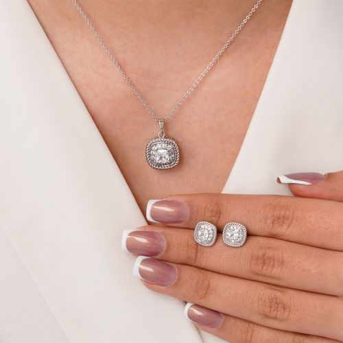 نیم ست شوپینگ نگین دار سفید