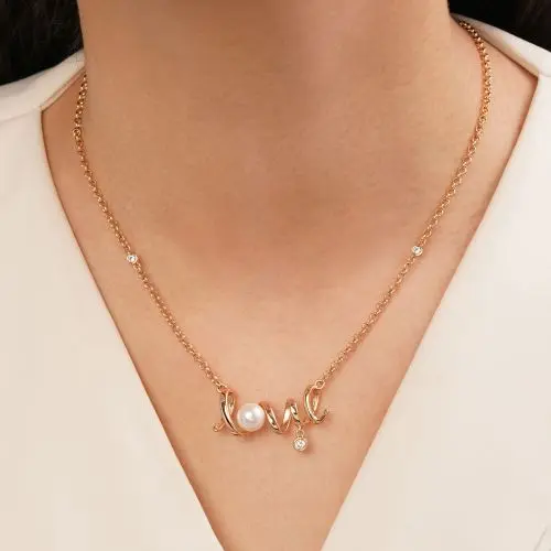 گردنبند مرواریدی طلایی شوپینگ 