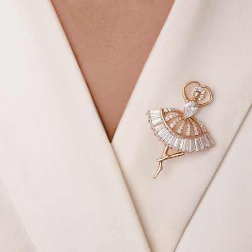 سنجاق شوپینگ نگین دار طلایی