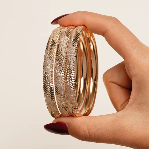 النگو 8میل زنانه سایز دو طلایی ضمانتی (بسته3عددی) 