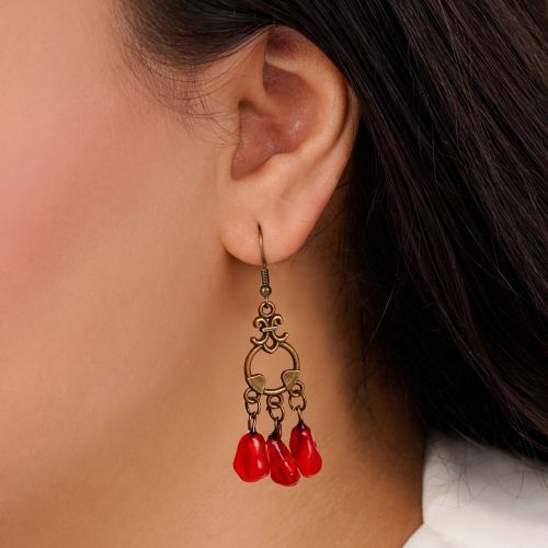 گوشواره برنزی سه دانه انار آویز