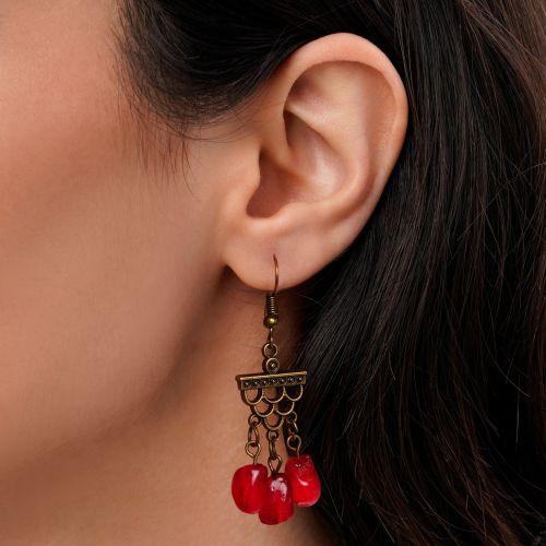 گوشواره سه دانه انار آویز