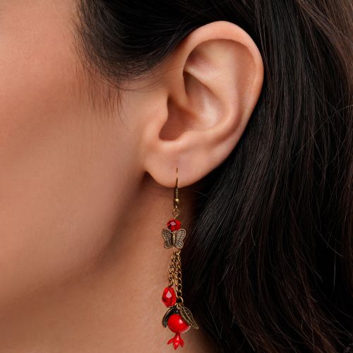 گوشواره انار آویز دار برنزی