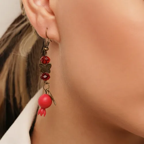 گوشواره یلدایی انار آویزدار