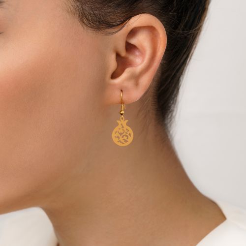 گوشواره استیل یلدایی آویزدار طلایی