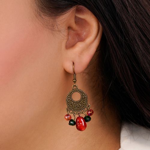  گوشواره برنزی یلدا دانه انار آویز