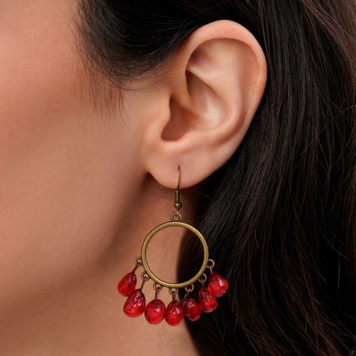 گوشواره برنزی یلدا دانه انار آویز