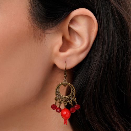 گوشواره برنزی یلدا انار آویز