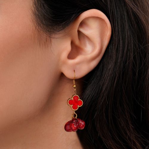 گوشواره ونکلیف یلدا دانه انار آویز