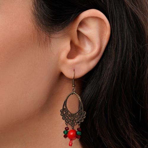 گوشواره برنزی یلدایی انار آویز