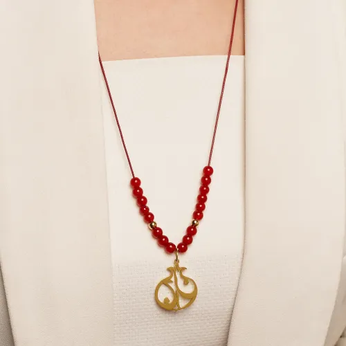 گردنبند چرمی انار آویز استیل