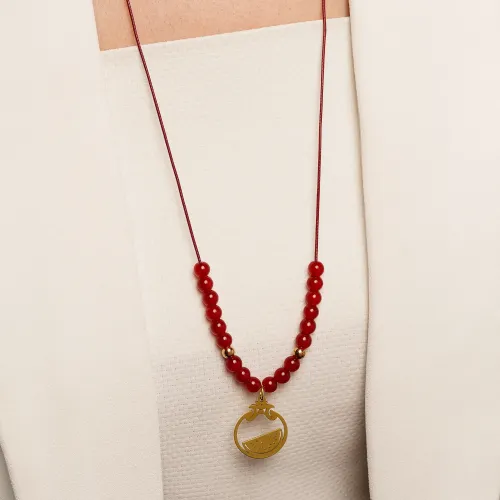 گردنبند چرمی انار آویز استیل