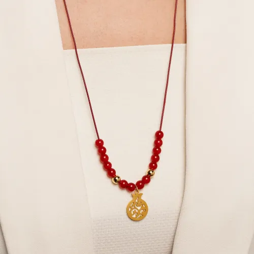 گردنبند چرمی انار آویز استیل