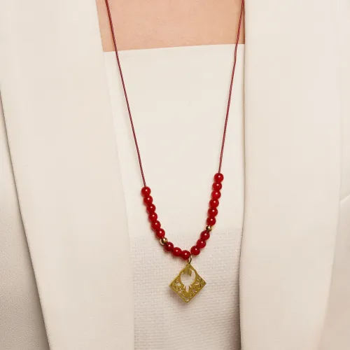 گردنبند چرمی انار آویز استیل