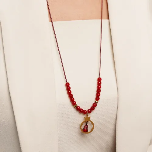 گردنبند چرمی انار آویز استیل