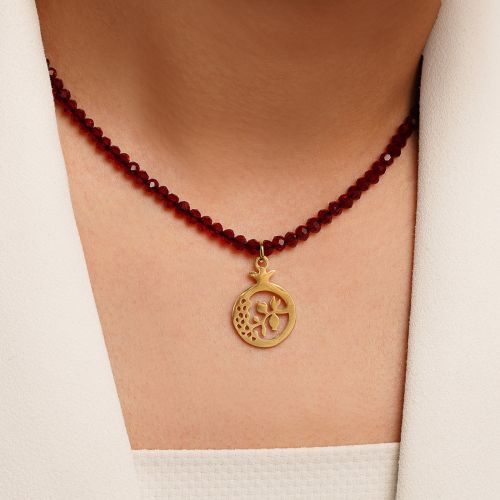 گردنبند کریستالی پلاک استیل یلدایی