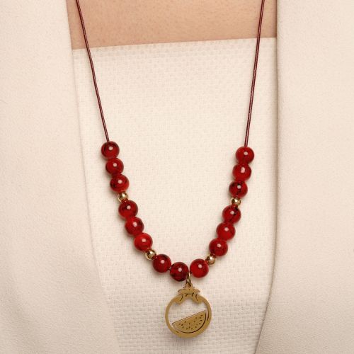 گردنبند یلدایی مهره ای نخی پلاک دار