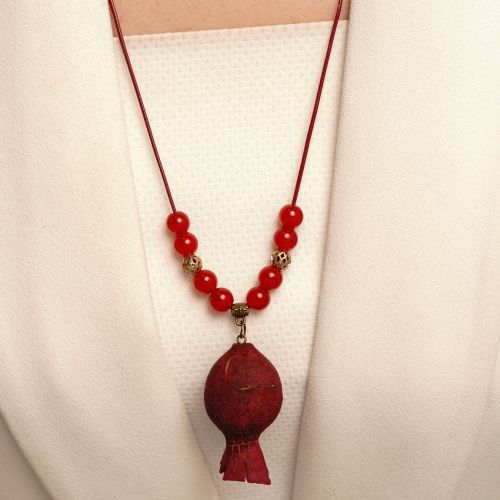 گردنبند انار بند چرمی مهره ای