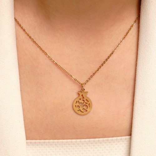 گردنبند انار آویز دار پلاک استیل