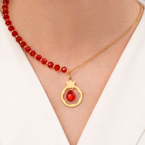 گردنبند یلدایی کریستالی استیل پلاک دار