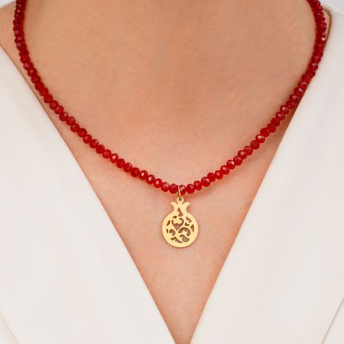 گردنبند انار کریستالی پلاکدار یلدایی